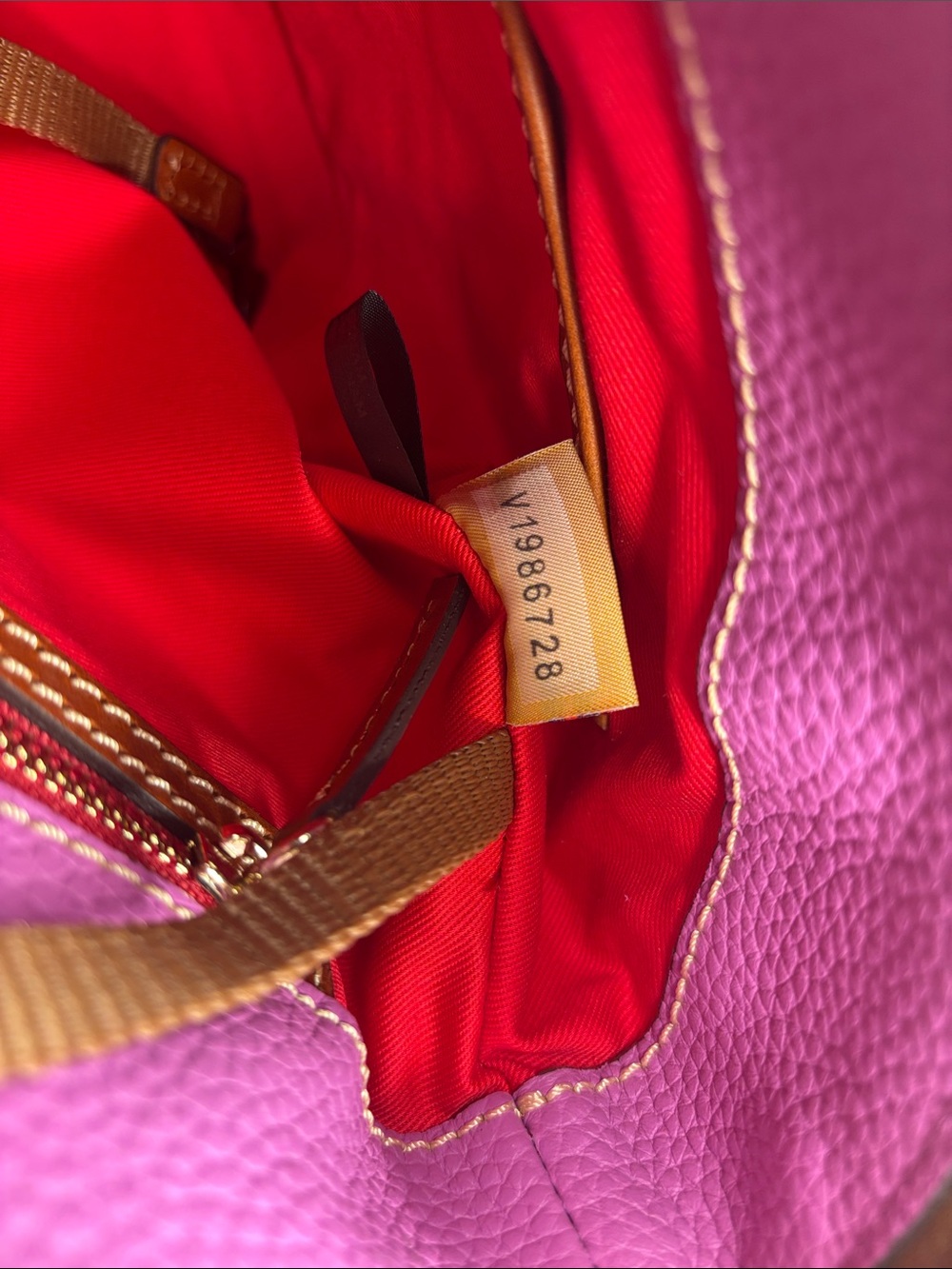 Dooney & Bourke Pink Crossbody Leather Bag with Brown Trim - Picture 8 of 10